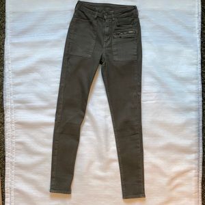 Army green skinny jeans